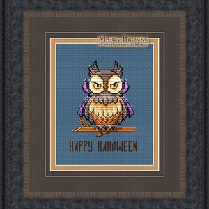 Halloween Kreuzstich Eule im Umhang DMC Chart Printable PDF Instant Download