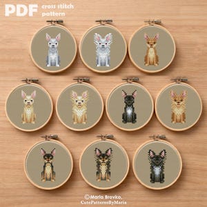 Cross Stitch Pattern 5 color versions Chihuahua DMC Chart Embroidery Printable PDF Instant Download