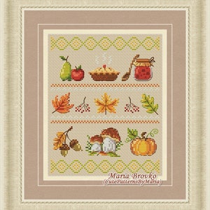 Cross Stitch Pattern Lovely Autumn Sampler DMC Cross Stitch Chart Embroidery Printable PDF Instant Download zdjęcie 3