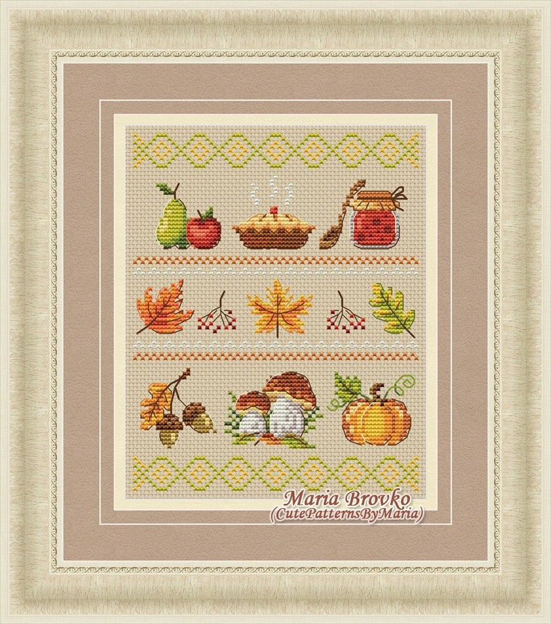 Cross Stitch Pattern Lovely Autumn Sampler DMC Cross Stitch Chart Embroidery Printable PDF Instant Download zdjęcie 3