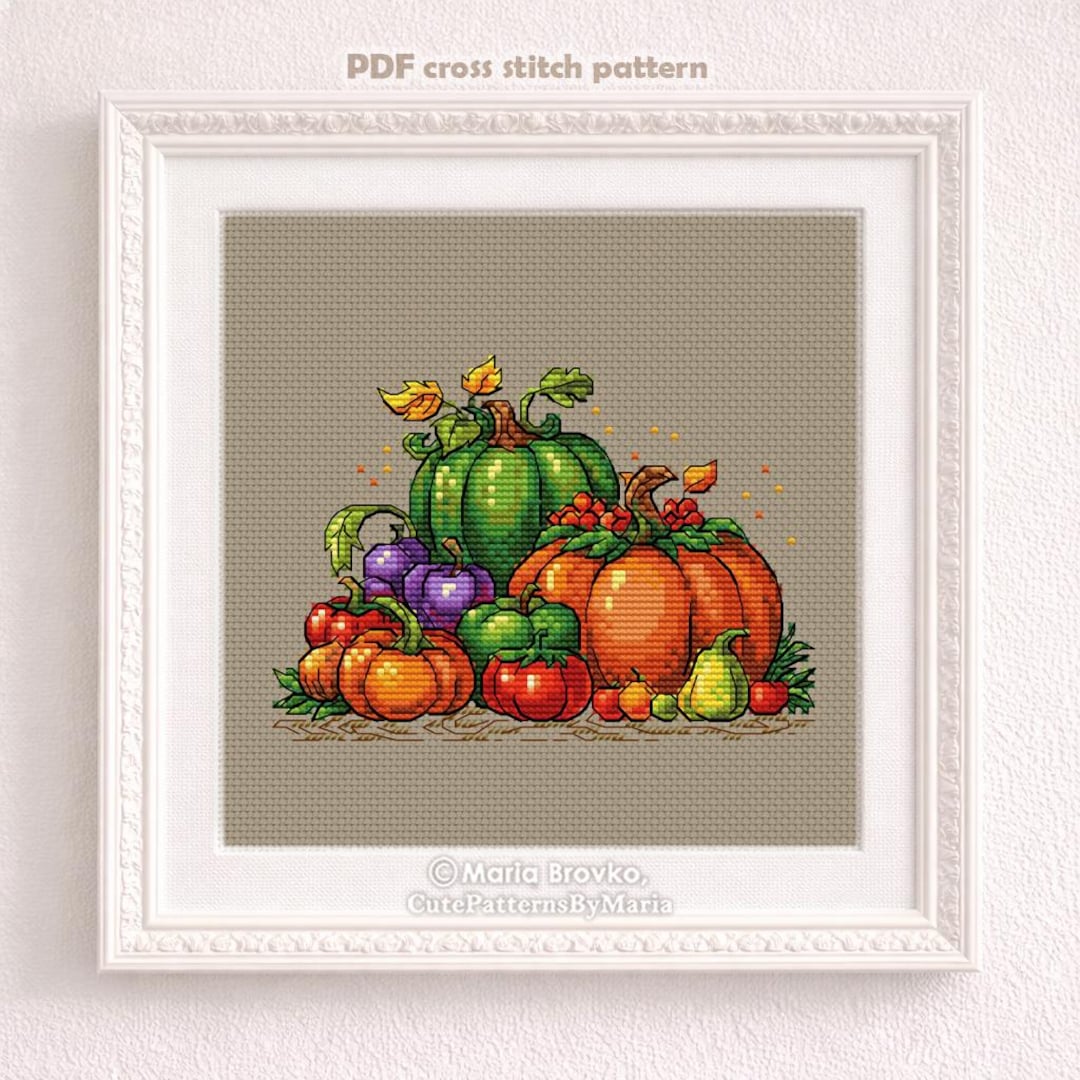 Cross Stitch Pattern Colorful Autumn Harvest DMC Chart Printable PDF ...