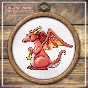 Cross Stitch Pattern 8 color options Dragon with star and snowflakes DMC Chart Printable PDF Instant Download image 10