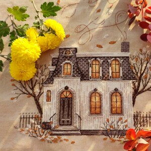 Cross Stitch Pattern Autumn House DMC Chart Embroidery Printable PDF ...