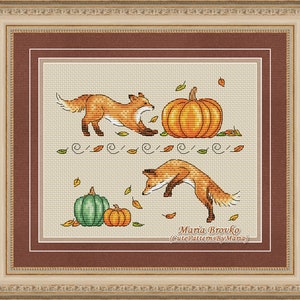 Cross Stitch Pattern Ginger Autumn DMC Chart Halloween Pattern Embroidery  Printable PDF Instant Download