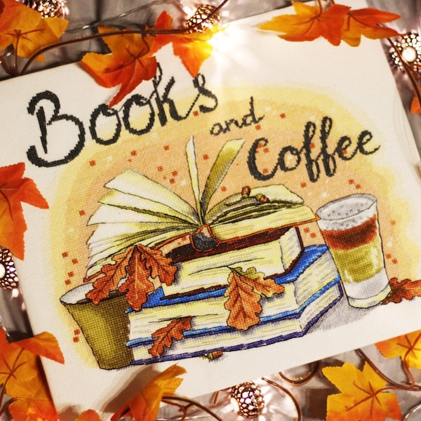 Borduurpatronenboeken en koffie DMC-borduurpatronen afdrukbare pdf direct downloaden