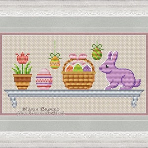 Cross Stitch Pattern "Easter shelf" DMC Cross Stitch Chart Needlepoint Pattern Embroidery Chart Printable PDF Instant Download