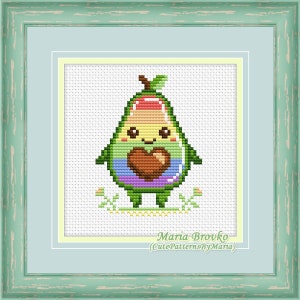 Cross Stitch Pattern Rainbow Avocado LGBT Pride DMC Chart Printable PDF Instant Download