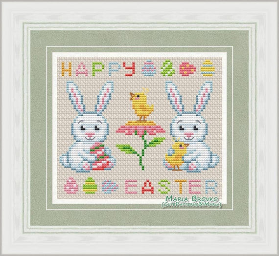 DMC color Embroidery R-set Cross stitch Easter Patterns Set of 5 DMC color Embroidery R-set Cross stitch Easter Patterns Set of 5