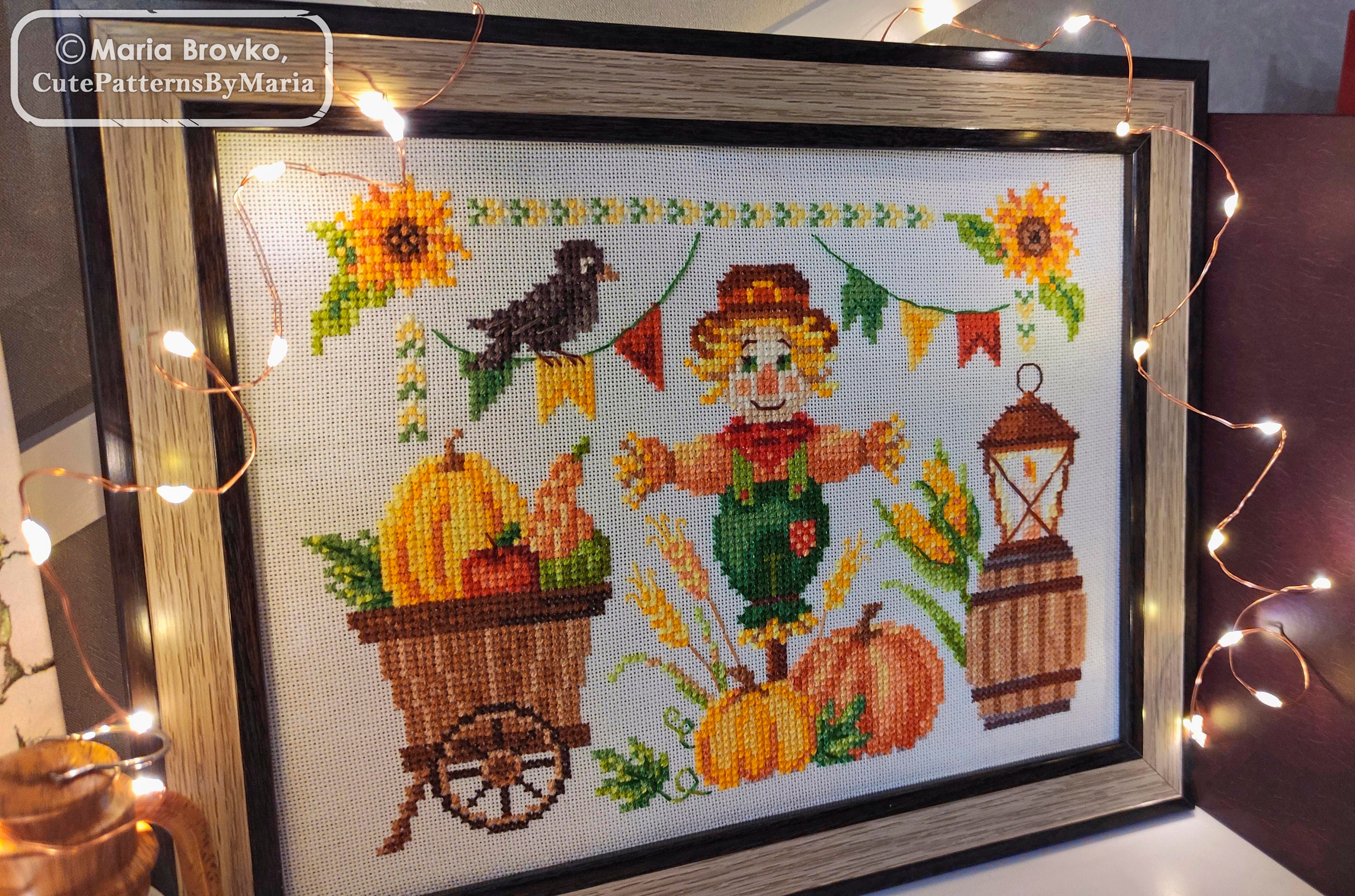 Cross Stitch Halloween Pattern Autumn Harvest DMC Chart Printable PDF ...