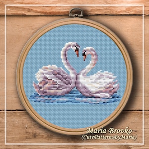 Cross Stitch Pattern "Swans" DMC Chart Embroidery Printable PDF Instant Download