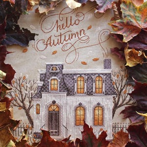 Cross Stitch Pattern Autumn House DMC Chart Embroidery Printable PDF ...