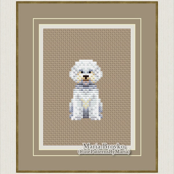 Cross Stitch Pattern Bichon Frise DMC Chart Printable PDF Instant Download