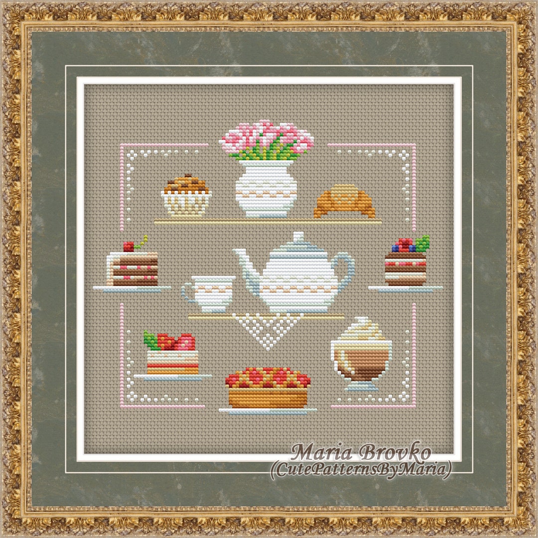 Cross Stitch Pattern Charming Desserts DMC Chart Embroidery Printable ...