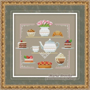 Cross Stitch Pattern Charming desserts DMC Chart Embroidery Printable PDF Instant Download