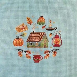 Cross Stitch PDF Pattern Forest Autumn House DMC Chart Printable PDF ...