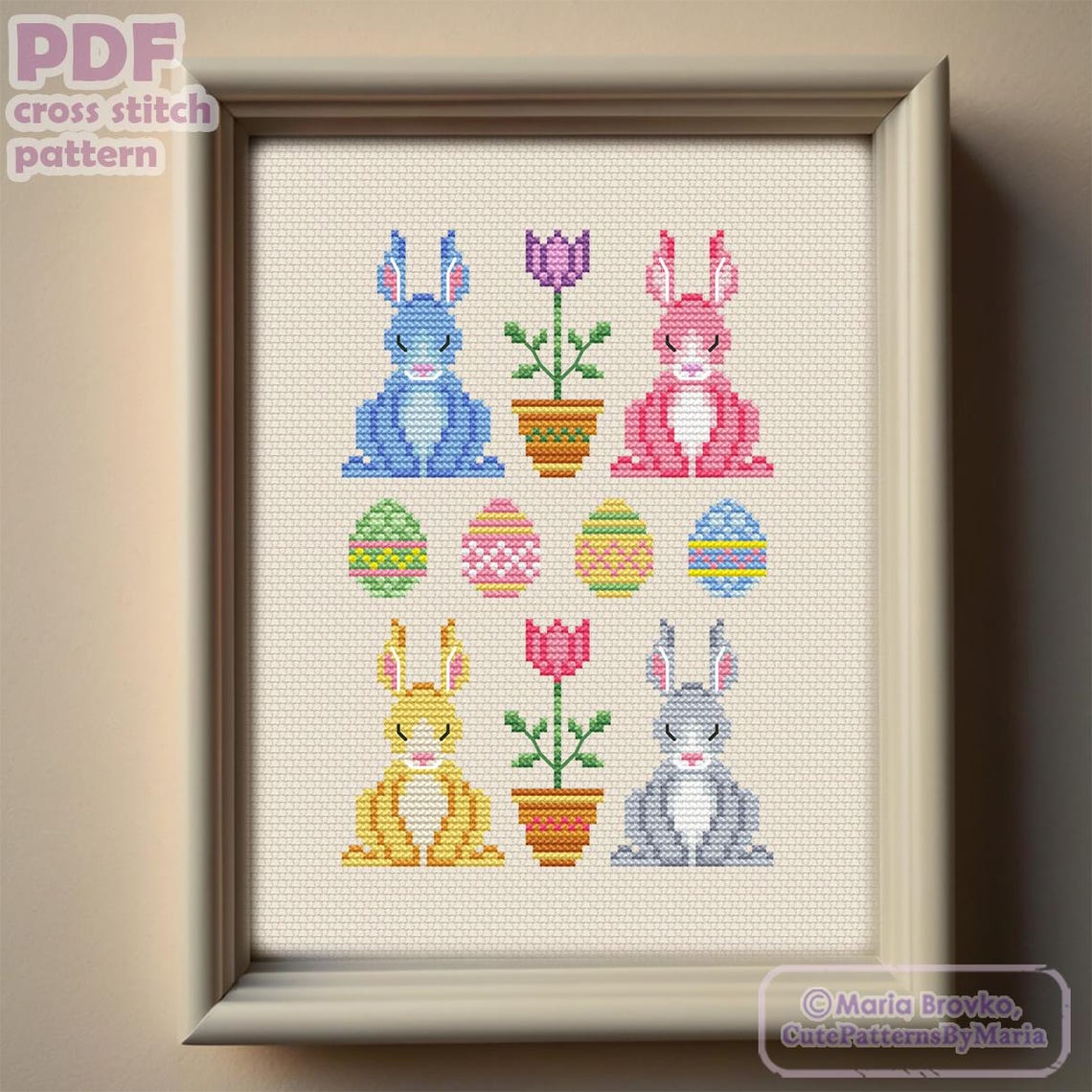 Cross Stitch Pattern "easter Bunny Sampler" DMC Chart Embroidery ...