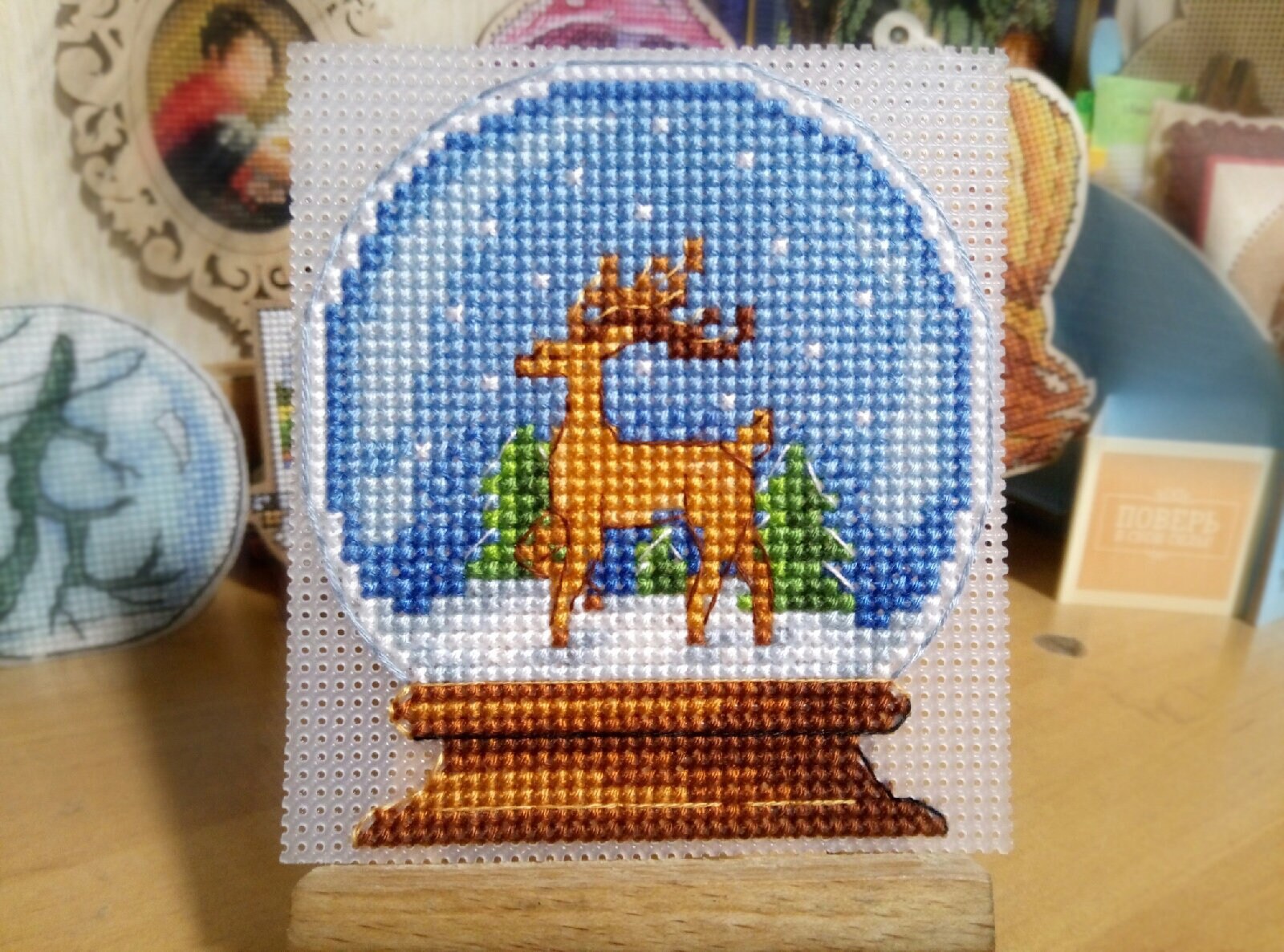 Cross Stitch Pattern "snow Globe With Deer" DMC Cross Stitch Chart ...