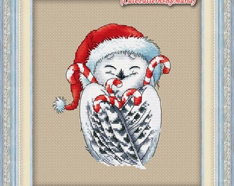 Cross Stitch Pattern Snowy owl Christmas Hedwig DMC Chart Embroidery Printable PDF Instant Download