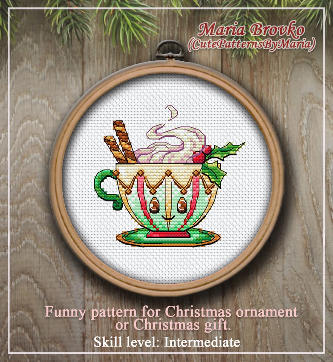 Cross Stitch Christmas Decor Spirit of Christmas Drink DMC Chart ...