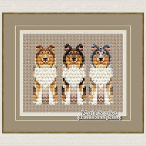 Cross Stitch Pattern Rough Collie 3 options DMC Chart Printable PDF Instant Download