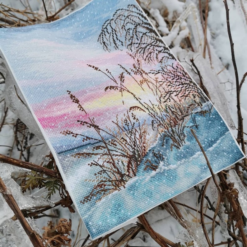 Cross Stitch Pattern "winter Sunset" DMC Cross Stitch Chart Needlepoint ...