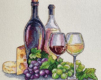 Cross Stitch Pattern "Italian Cuisine. Wine" DMC Embroidery Chart Printable PDF Instant Download