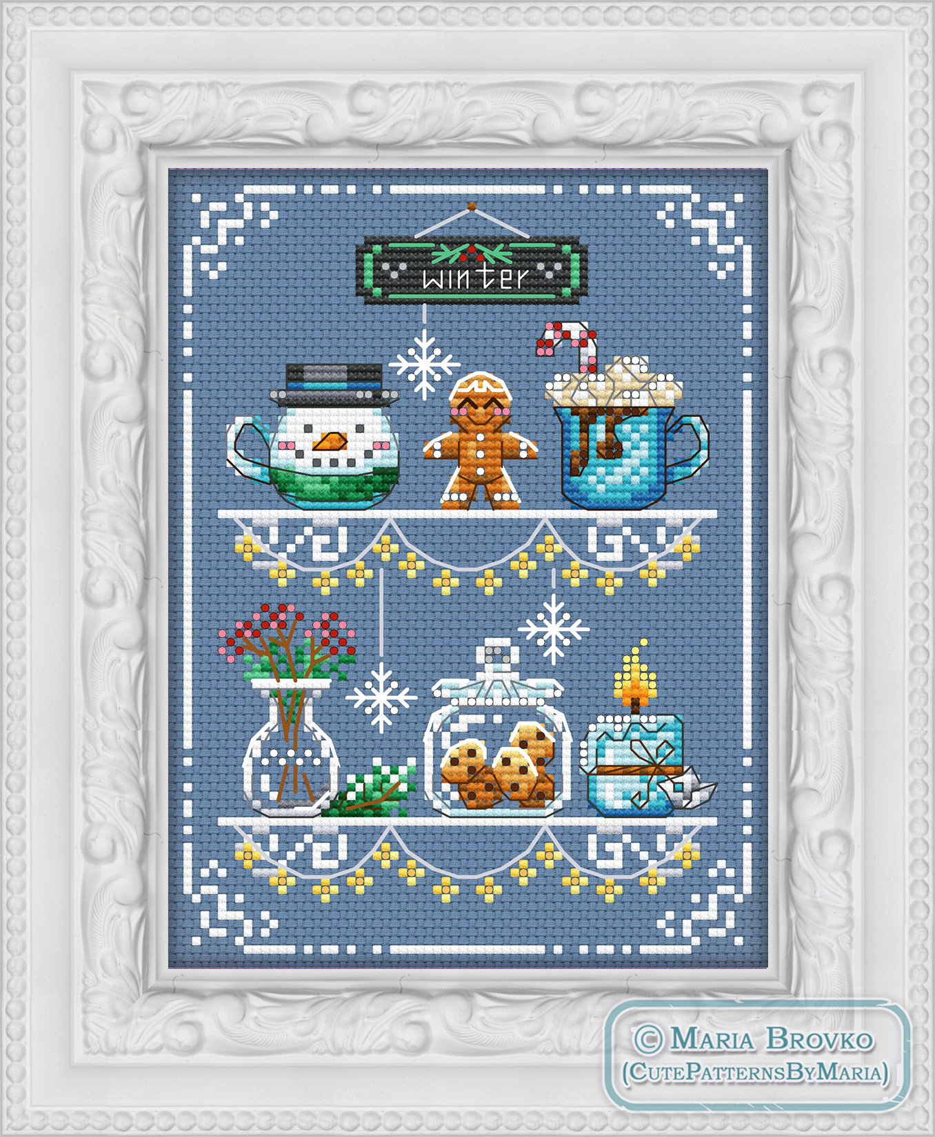 Cross Stitch PDF Pattern Cozy Winter Shelves DMC Chart Printable PDF ...