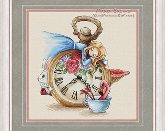 Cross Stitch Pattern &quot;Alice in the Wonderland&quot; DMC Cross Stitch Embroidery Chart Printable PDF Instant Download