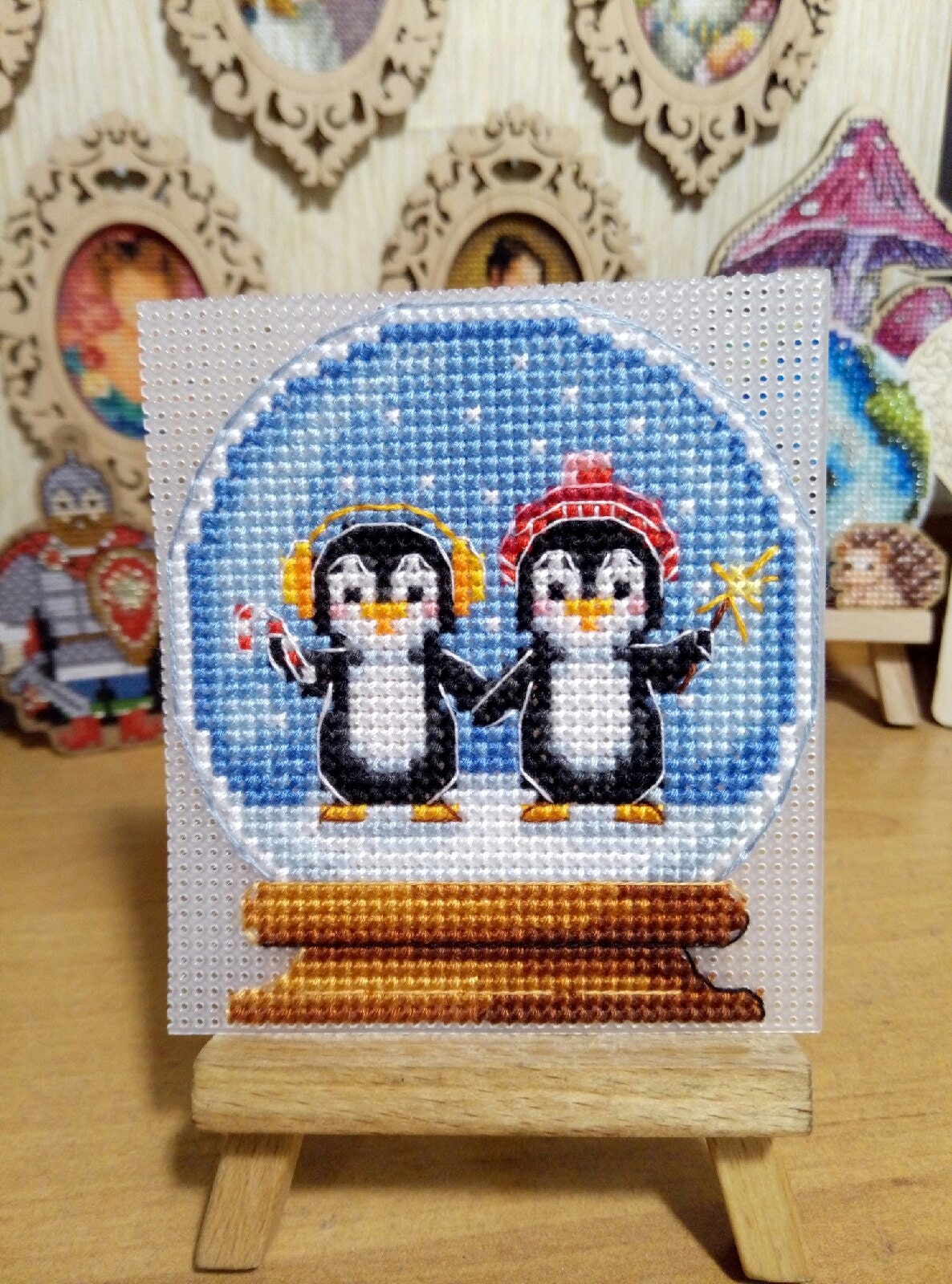 Cross Stitch Pattern "snow Globe With Penguins" DMC Cross Stitch Chart ...