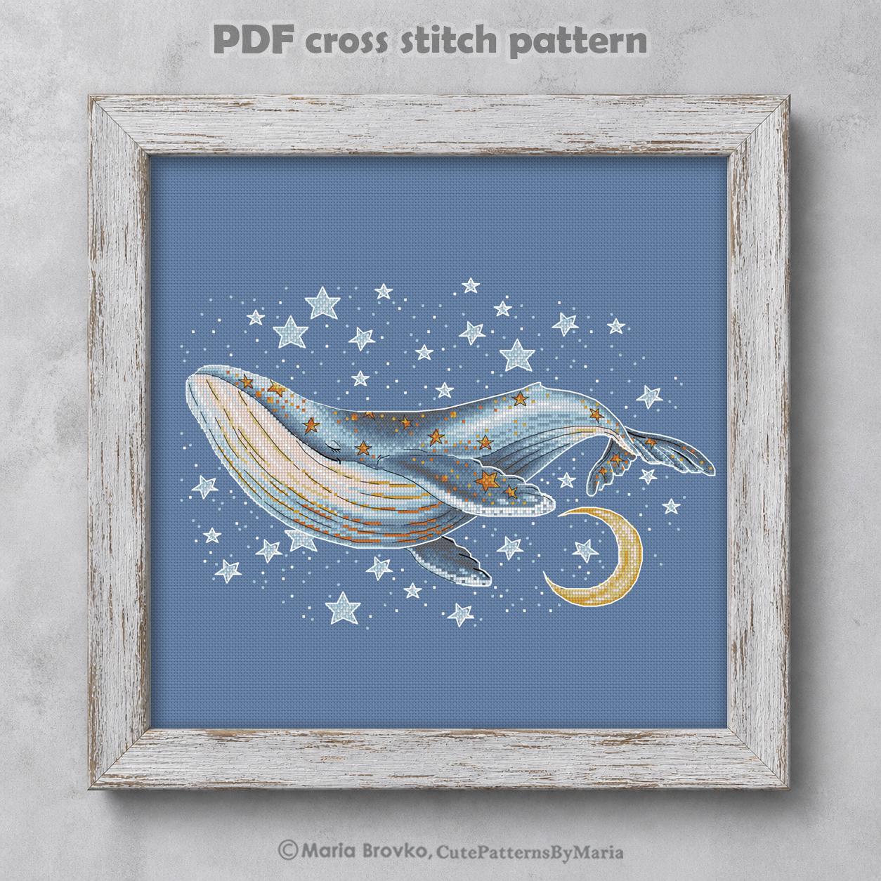 Cross Stitch Pattern Magic Space Whale DMC Chart Printable PDF Instant ...