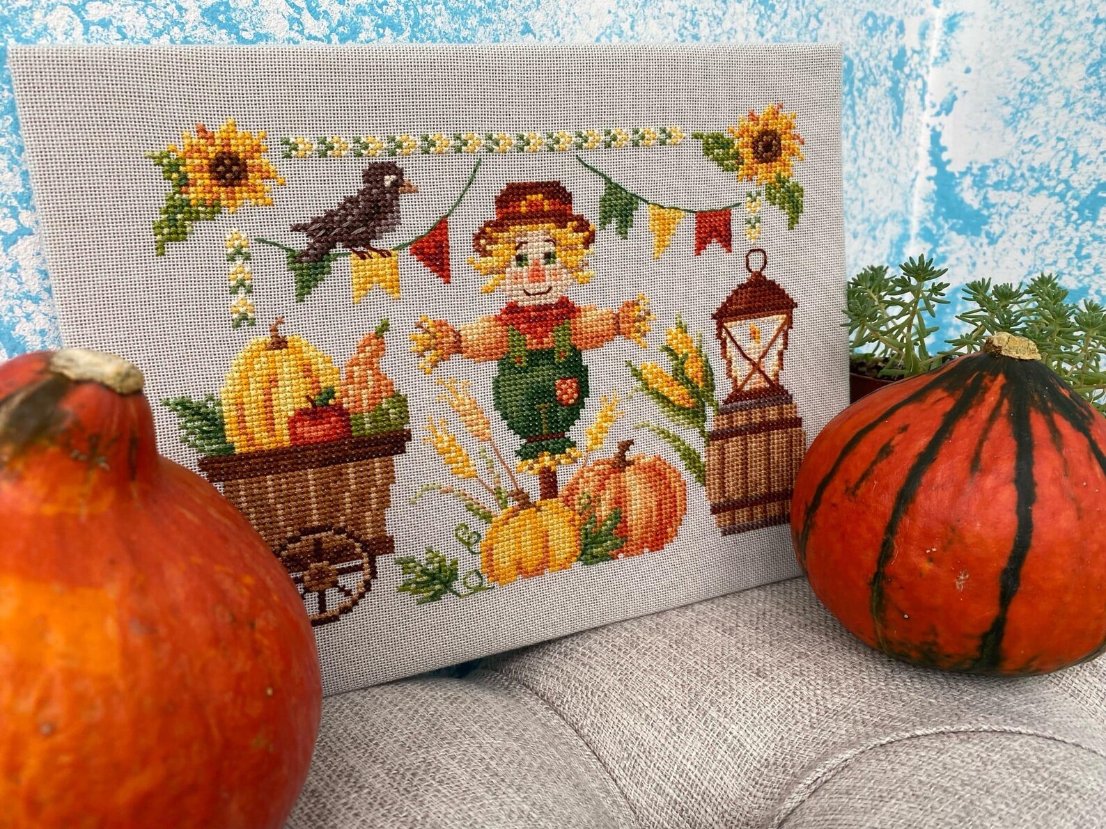 Cross Stitch Halloween Pattern Autumn Harvest DMC Chart Printable PDF ...