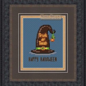 Cross Stitch Halloween Pattern Witch hat DMC Chart Printable PDF Instant Download