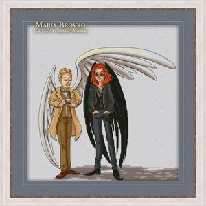 Cross Stitch Pattern Angel and Demon DMC Chart Printable PDF Instant Download