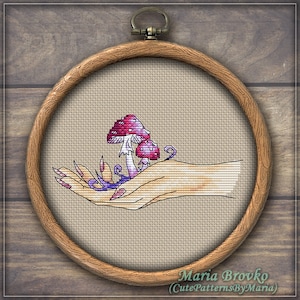 Cross Stitch Pattern Forest witch - hand pose 1 DMC Chart Embroidery  Printable PDF Instant Download