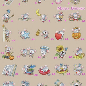 Cross Stitch Pattern &quot;Merry Mice&quot; DMC Chart Embroidery Printable PDF Instant Download