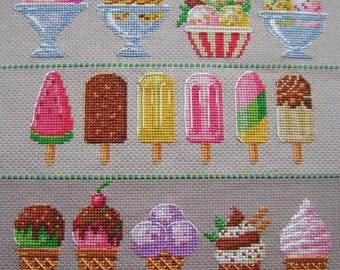 クロスステッチパターン アイスクリームサンプラー DMCチャート刺繍