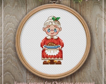 Cross Stitch Christmas Decor Mrs Claus DMC Chart Printable PDF Instant Download