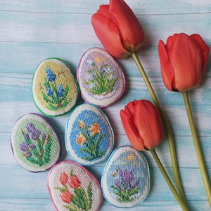 Cross Stitch Pattern Easter Eggs With Flowers DMC Embroidery Chart ...