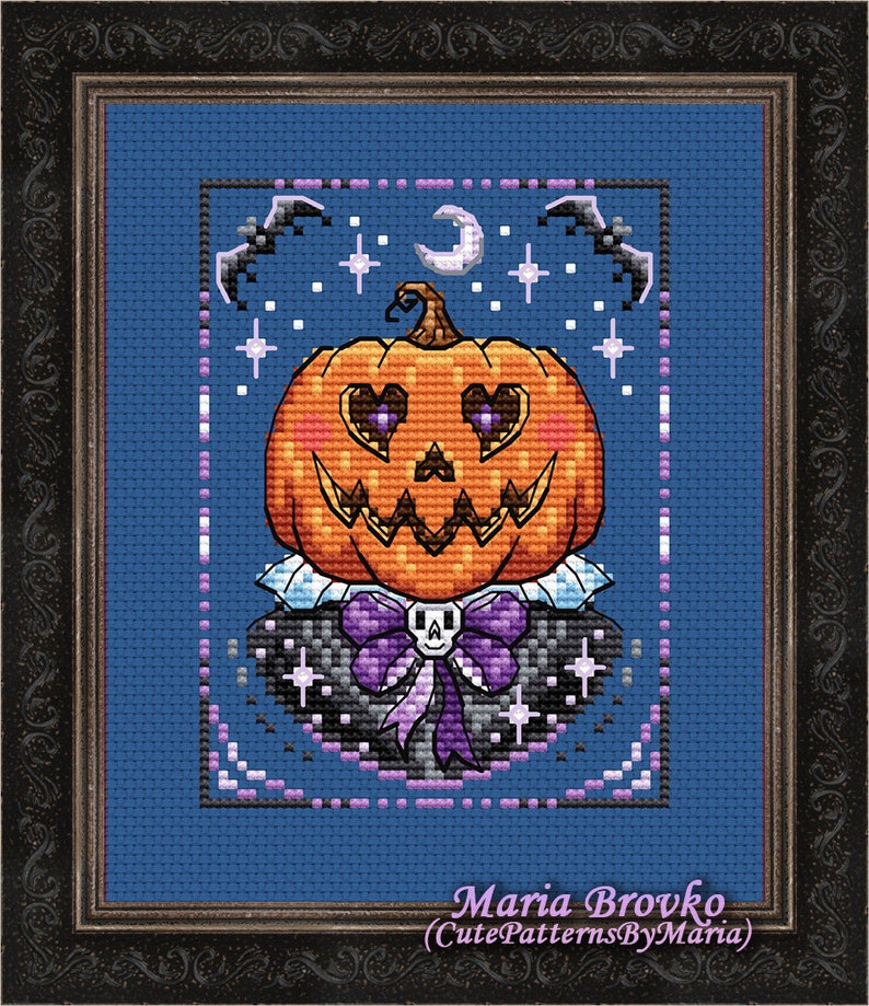 Halloween Cross Stitch Pattern Pumpkinhead Guy DMC Chart Etsy