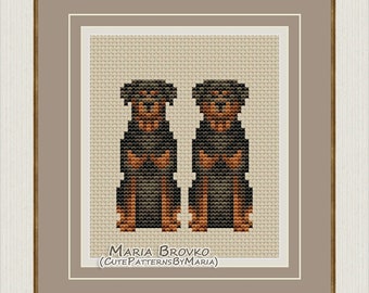 Cross Stitch Pattern "Rottweiler" DMC Chart Needlepoint Embroidery Printable PDF Instant Download