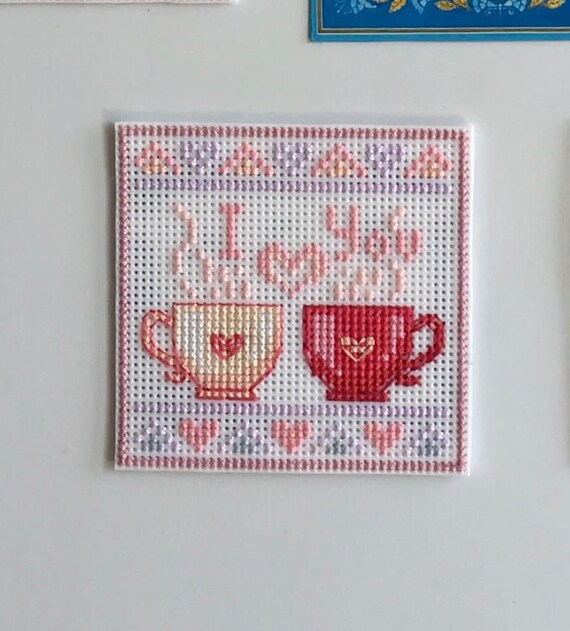 Kit De Bordado De Punto De Cruz, Diseño Taza De Té Rosa, 11 Count, Incluye Hilos DMC Y Tela Estampada, Para Principiantes