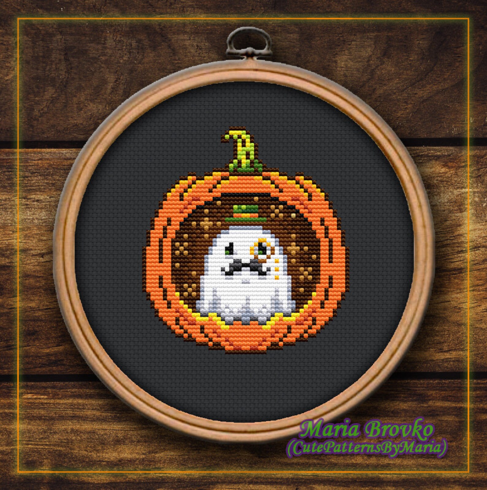 Cross Stitch Pattern Ghost in the Pumpkin DMC Chart Printable PDF ...