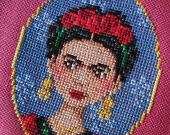 Modèle de point de croix Frida, grille DMC, broderie PDF imprimable, téléchargement immédiat