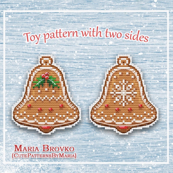 Cross Stitch Pattern "Gingerbread bell" DMC Cross Stitch Chart Printable PDF Instant Download