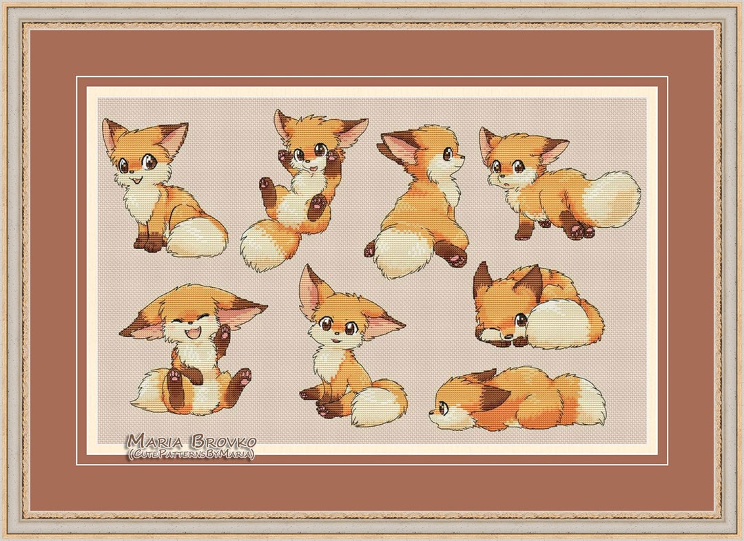 Cross Stitch DMC "set of 8 Fox Patterns" Chart Embroidery Pattern ...