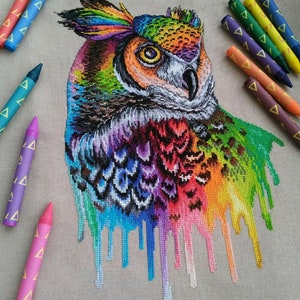 Cross Stitch Pattern rainbow Owl DMC Cross Stitch Chart Pattern ...