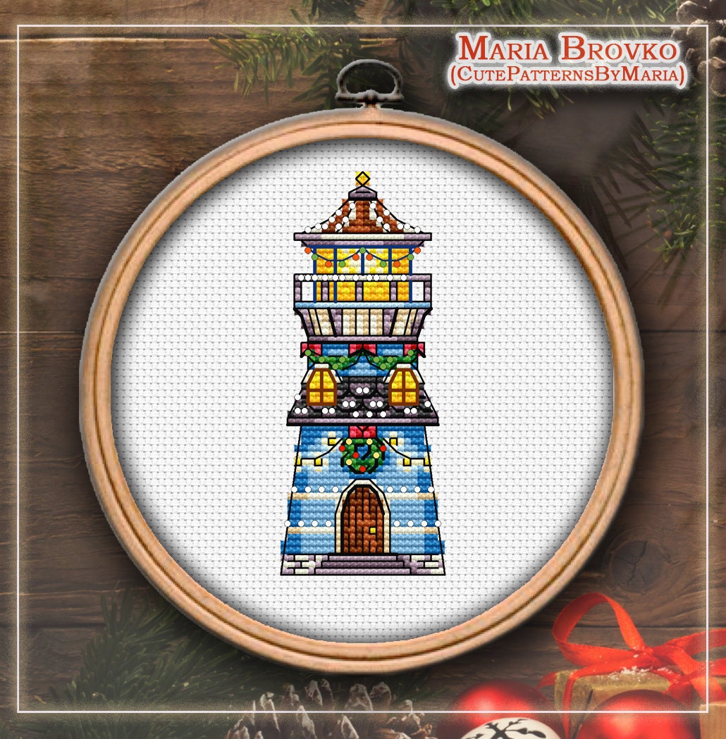 25% Cheaper as a Set - Christmas Lighthouses Cross Stitch Pattern ...