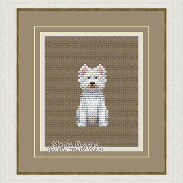 Cross Stitch Pattern "West Highland White Terrier" DMC Needlepoint Embroidery Chart Printable PDF Instant Download