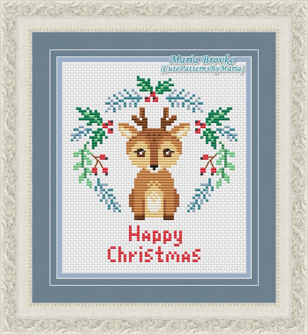 Deer Christmas Woodland Animals Series Cross Stitch Pattern DMC Chart ...