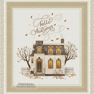 Cross Stitch Pattern Autumn House DMC Chart Embroidery Printable PDF ...
